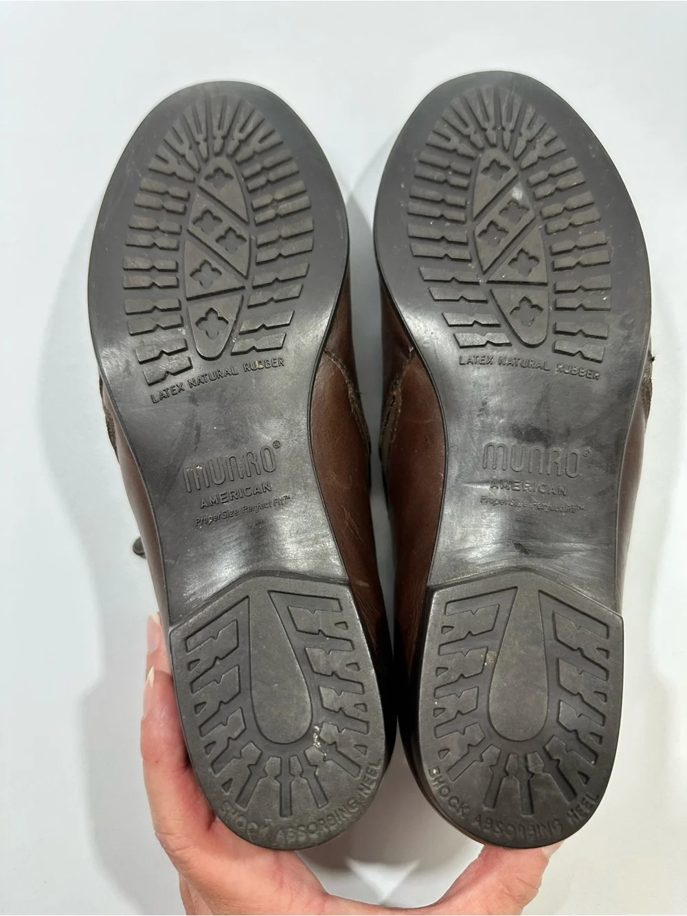 Munro American Brown Leather Side Zip Comfort Shoes Made USA Women 7.5 SS